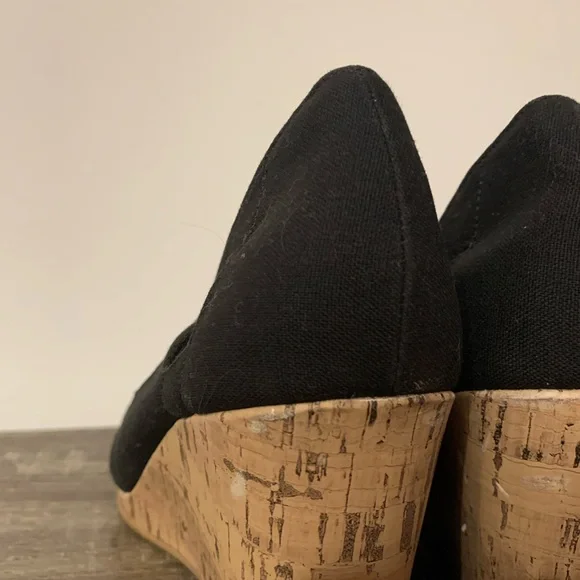Deflex Confort Elegant Black Wedge Shoes with Cork Heel Size 7 - Picture 5 of 9